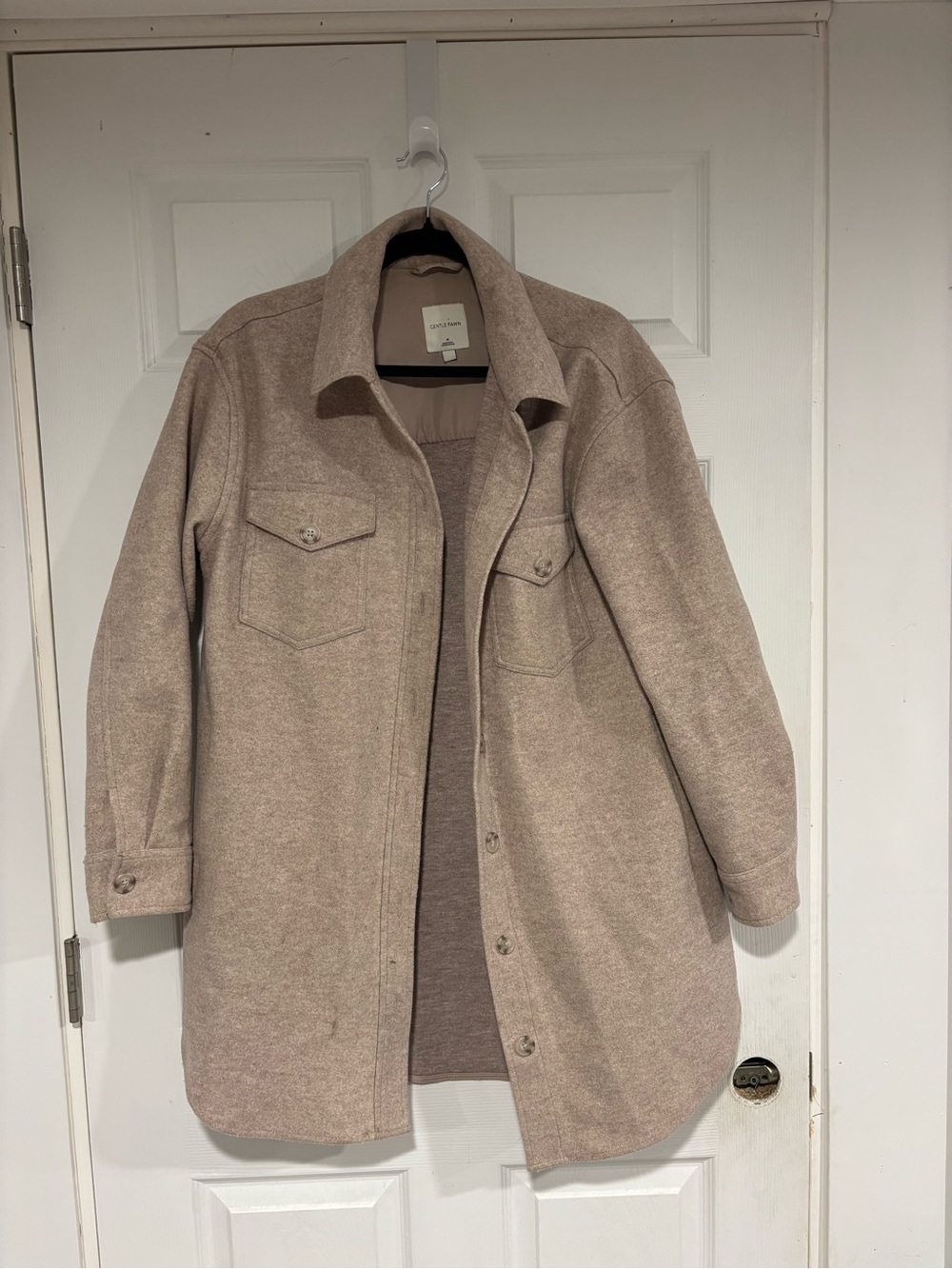 Gentle Fawn Wool-Blend Shacket in Light Taupe